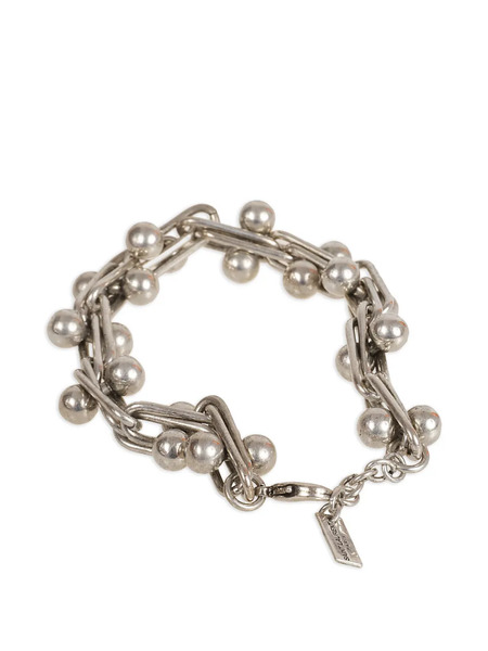  Saint Laurent Chain Beaded Bracelet - Silver 