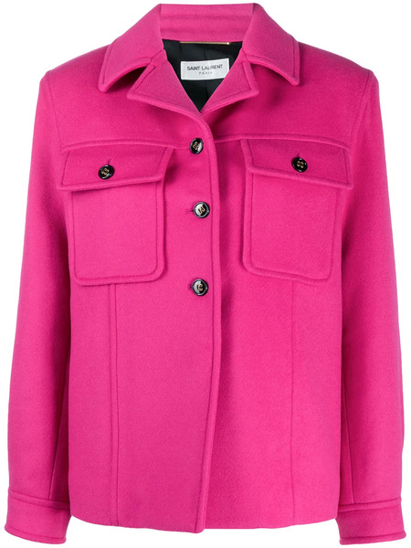  Saint Laurent Chest Flap Pockets Buttoned Jacket - Pink 