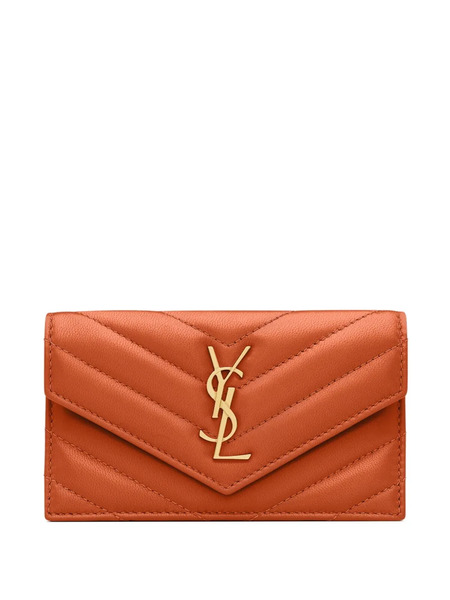  Saint Laurent Chevron Logo Wallet - Orange 