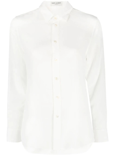  Saint Laurent Classic Collar Silk Shirt - White 