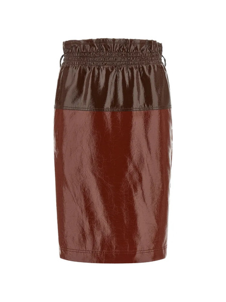  Saint Laurent Colourblock Paper-bag Skirt - Brown 