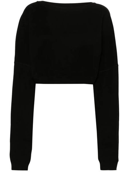  Saint Laurent Cropped Cotton Sweatshirt - Black 