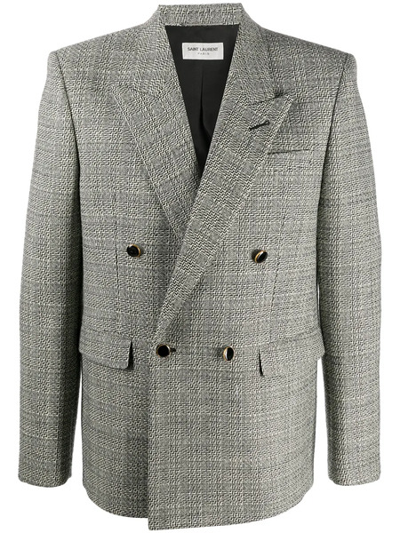  Saint Laurent Deconstructed Check Double-breasted Blazer - Neutrals 