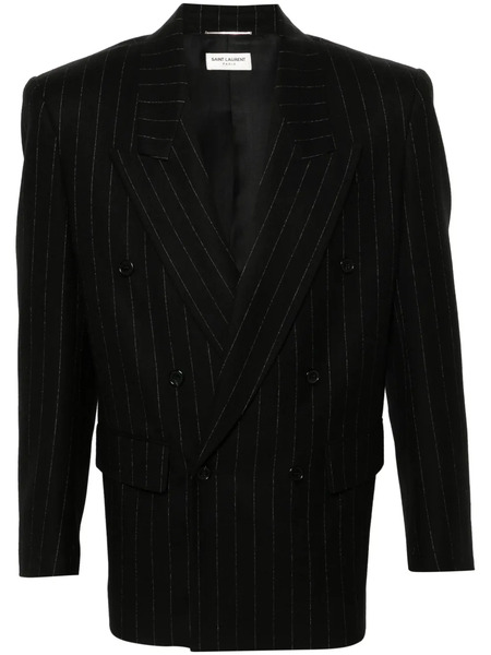  Saint Laurent Double-breasted Wool Blazer - Black 