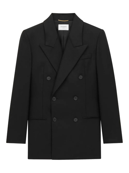  Saint Laurent Double-breasted Wool Blazer - Black 