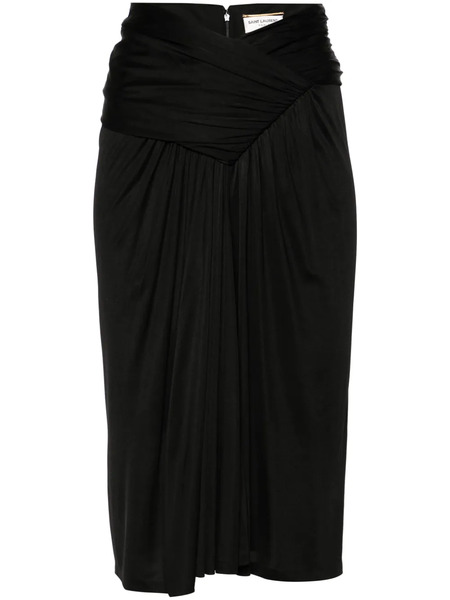  Saint Laurent Draped Pencil Miniskirt - Black 