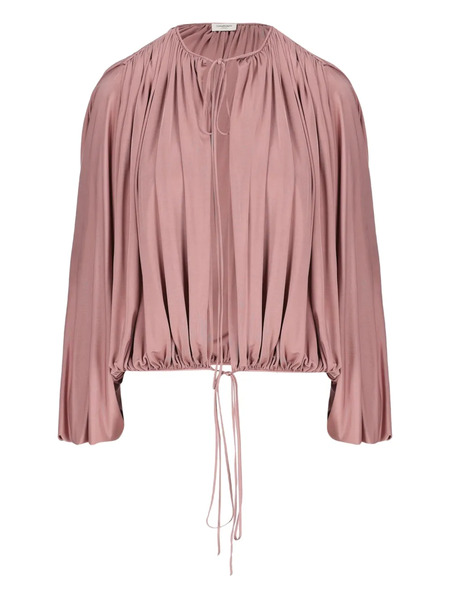  Saint Laurent Drawstring Gathered-shoulder Blouse - Pink 