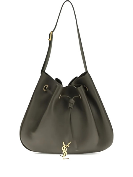  Saint Laurent Drawstring Leather Shoulder Bag - Black 
