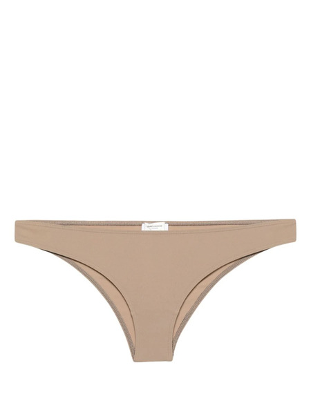  Saint Laurent Elasticated-waistband High-cut Bikini Bottoms - Brown 