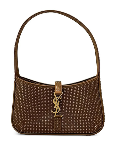  Saint Laurent Embellished Logo Shoulder Bag - Brown 