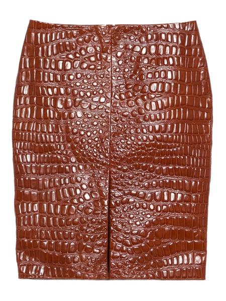  Saint Laurent Embossed-leather Short Skirt - Brown 