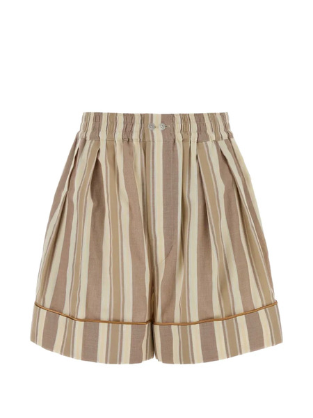  Saint Laurent Embroidered Striped Shorts - Brown 