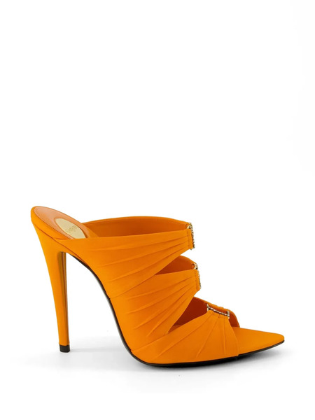  Saint Laurent Emilie Satin Crepe Mules - Orange 