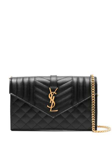 Saint Laurent Envelope Leather Cross Body Bag - Black 