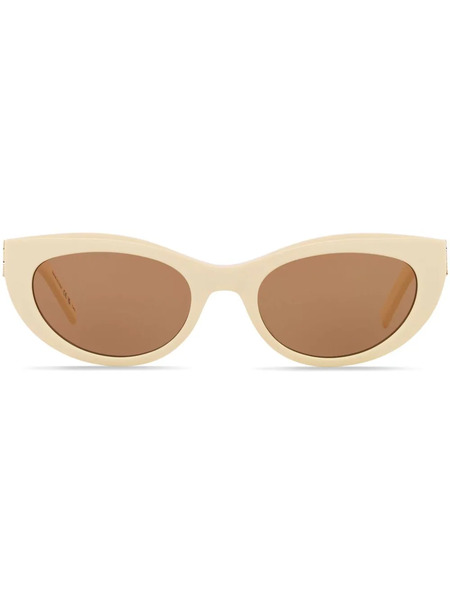  Saint Laurent Eyewear Logo Cat-eye Frame Sunglasses - Neutrals 