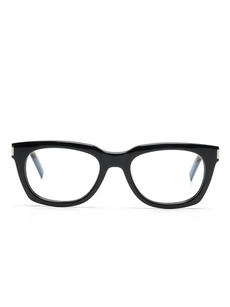  Saint Laurent Eyewear Logo-debossed Rectangle-frame Glasses - Black 
