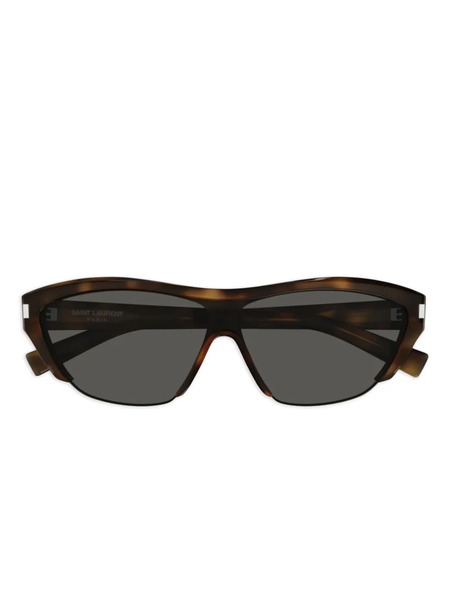  Saint Laurent Eyewear Logo-print Sunglasses - Brown 