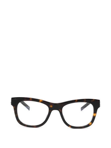  Saint Laurent Eyewear Logo Square-frame Glasses - Brown 