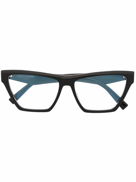  Saint Laurent Eyewear Logo Square Glasses - Black 