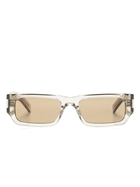  Saint Laurent Eyewear Naked Wire Rectangle-frame Sunglasses - Brown 