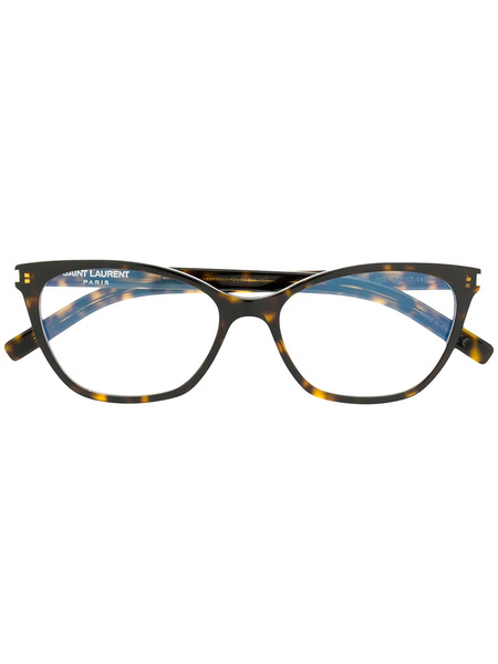  Saint Laurent Eyewear Round Tortoiseshell Glasses - Brown 