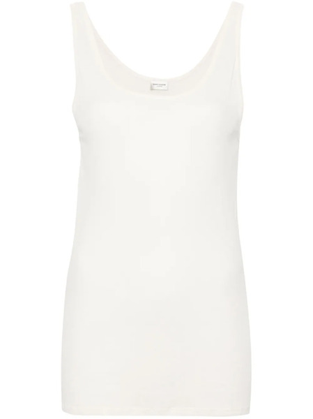  Saint Laurent Fine-ribbed Semi-sheer Tank Top - Neutrals 