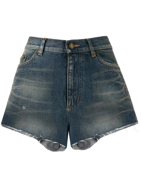  Saint Laurent High-waisted Denim Shorts - Blue 