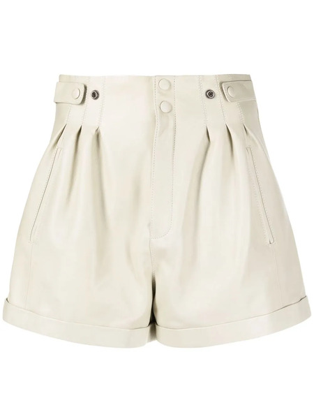  Saint Laurent High-waisted Leather Shorts - Neutrals 