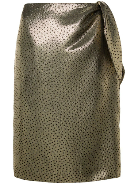  Saint Laurent Knot-detail Lamé Skirt - Gold 