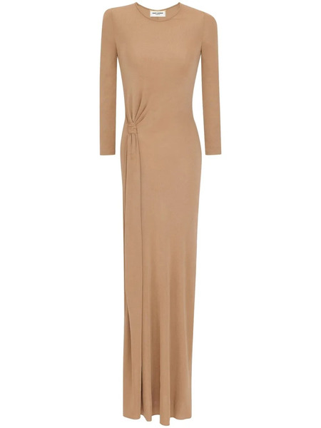 Saint Laurent Knot-detail Maxi Dres - Neutrals 