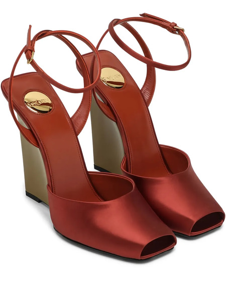  Saint Laurent La Scandale Heeled Sandals - Red 