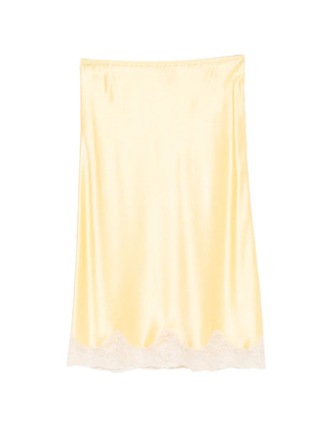  Saint Laurent Lace-trim Midi Skirt - Yellow 