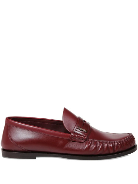  Saint Laurent Laurent Logo-plaque Leather Loafers - Red 