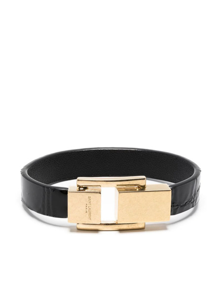  Saint Laurent Le Carré Leather Bracelet - Black 