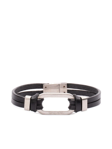  Saint Laurent Leather Bracelet - Black 