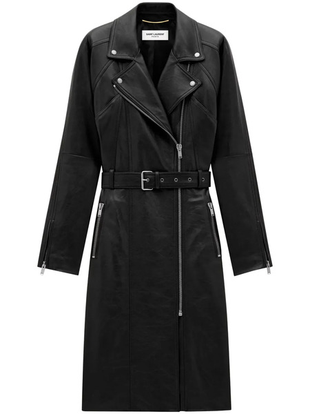  Saint Laurent Leather Coat - Black 