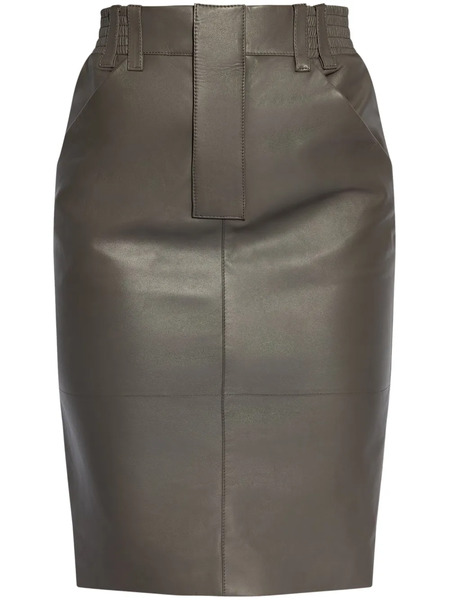  Saint Laurent Leather Pencil Skirt - Grey 