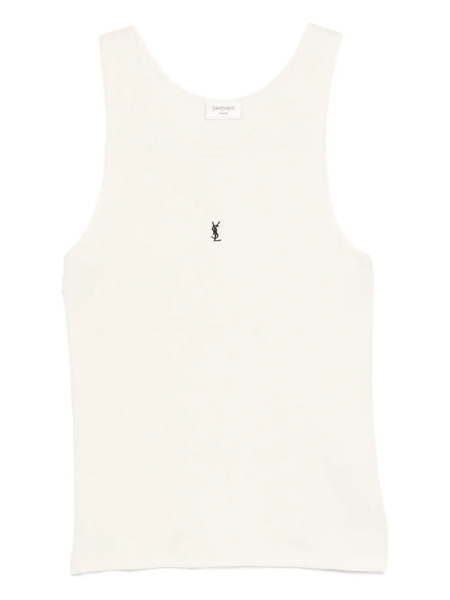  Saint Laurent Logo-embroidered Tank Top - Neutrals 