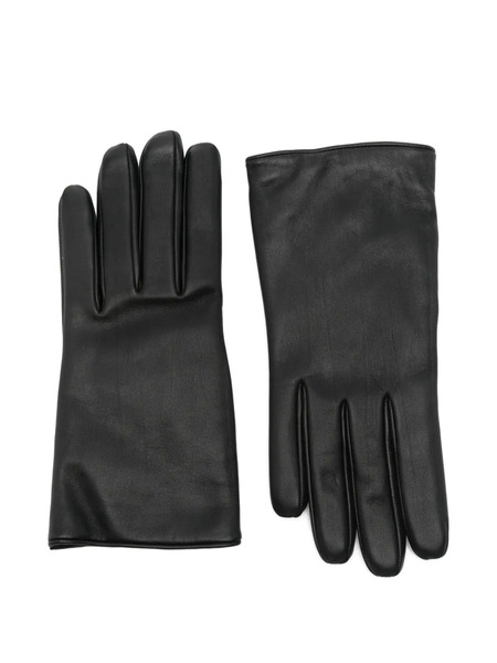  Saint Laurent Logo Leather Gloves - Black 