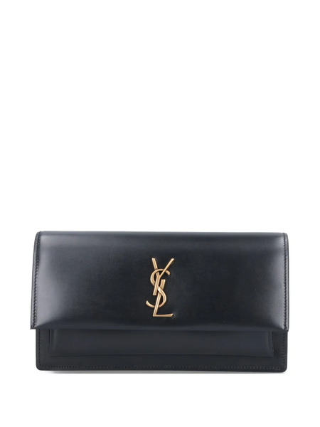  Saint Laurent Logo-plaque Chain-strap Clutch Bag - 000 Black 