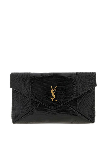  Saint Laurent Logo-plaque Envelope Clutch Bag - Black 