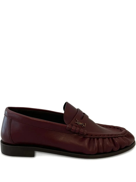  Saint Laurent Logo-plaque Pleated-effect Loafers - Red 