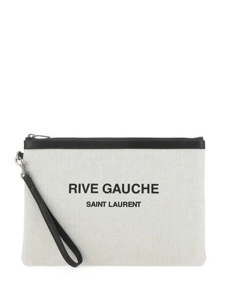  Saint Laurent Logo-print Clutch - White 