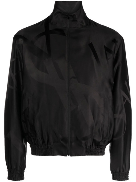  Saint Laurent Logo-print Tonal Silk Jacket - Black 