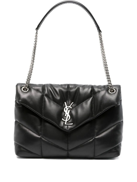  Saint Laurent Medium Loulou Puffer Chevron-logo Shoulder Bag - Black 