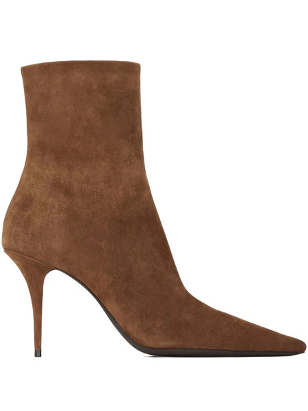  Saint Laurent 90mm Ashley Suede Boots - Brown 