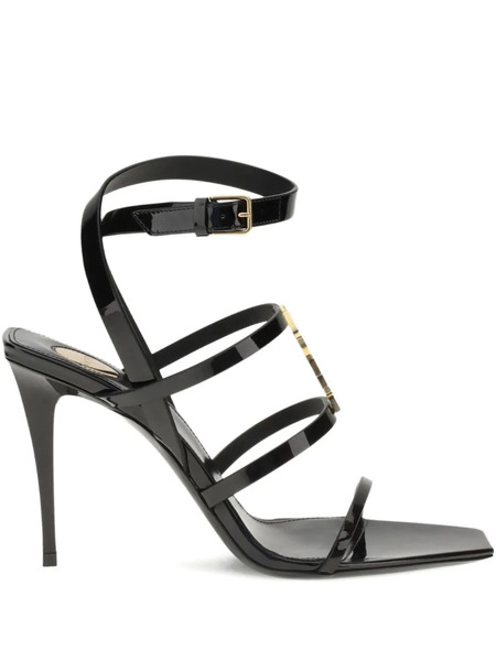  Saint Laurent 90mm Cassandra Logo-plaque Sandals - Black 