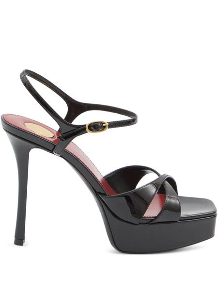  Saint Laurent 110mm Crossover Platform Sandals - Black 