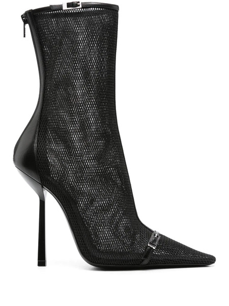  Saint Laurent 115mm Oxalis Mesh Pointed Boots - Black 