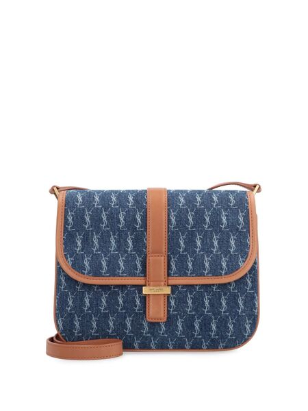  Saint Laurent Monogram Denim Crossbody Bag - Blue 
